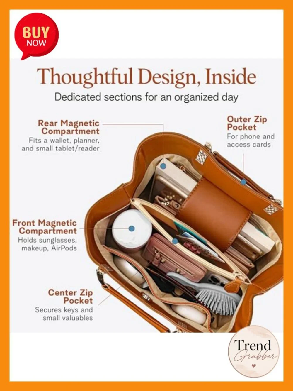 Vegan Leather Top Handle Handbag Satchel - 3 Way Crossbody Shoulder Bag